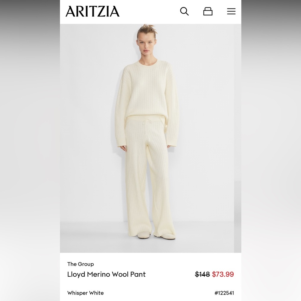 Aritzia Light Gray Knit pants
